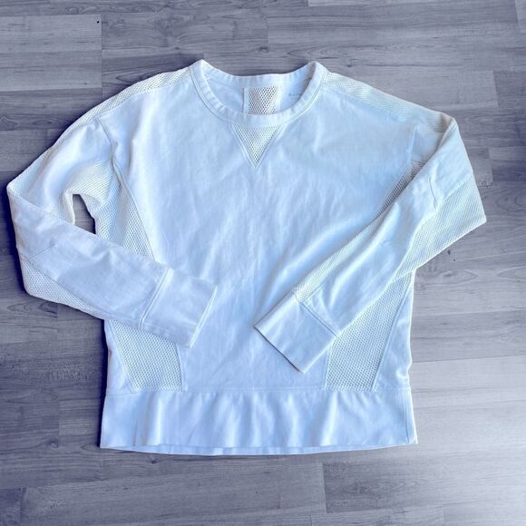 Athleta White Cotton & Mesh Long Sleeve Top Size S - Picture 3 of 7